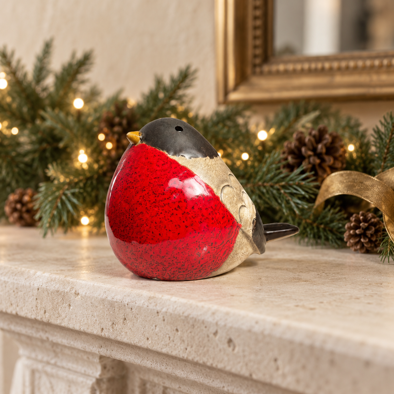 Large Ceramic Robin Ornament - 15cm