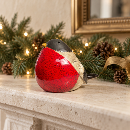 Large Ceramic Robin Ornament - 15cm