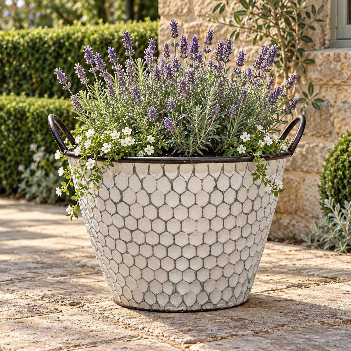 Vintage Honeycomb Galvanised Metal Planters