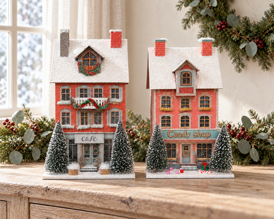 The Christmas High Street – Light-Up Café & Candy Shop Decorations