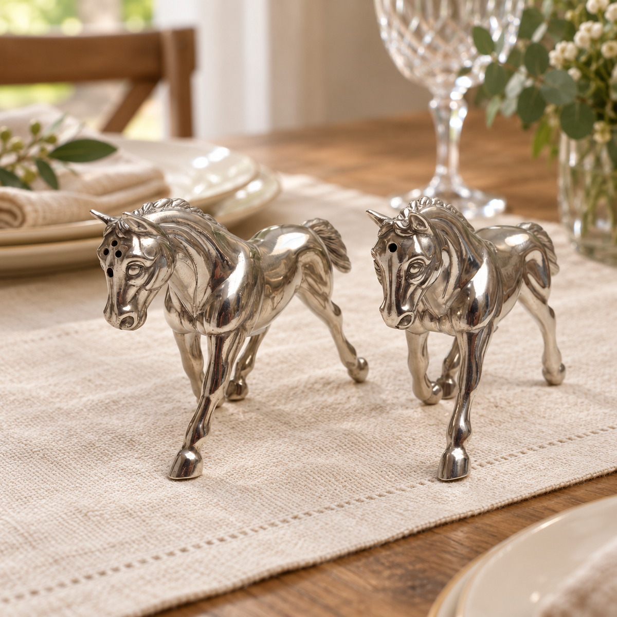 Pewter Horse Salt and Pepper Shaker Set
