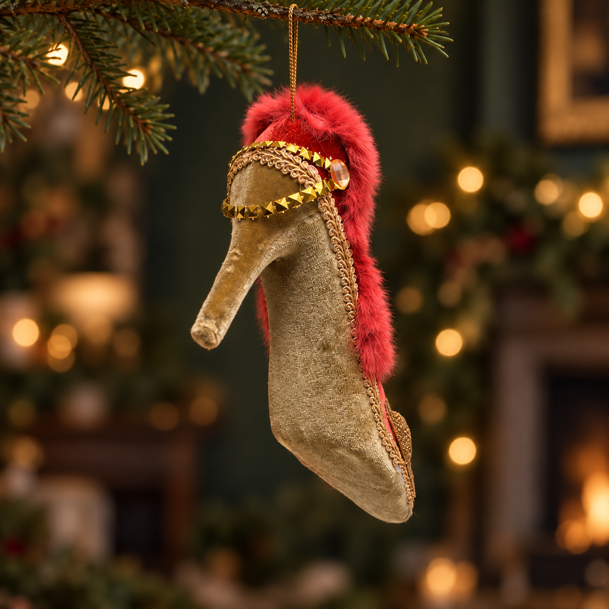 Fluffy High Heel Shoe Christmas Decoration – 20cm