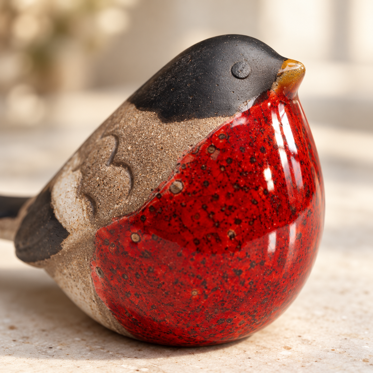 Ceramic Robin Ornament – 8cm Bird Decoration