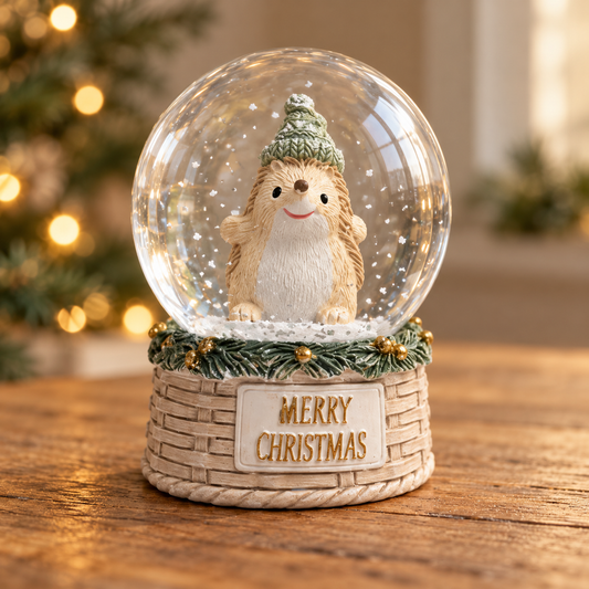 Hedgehog Christmas Snow Globe – 8.5cm