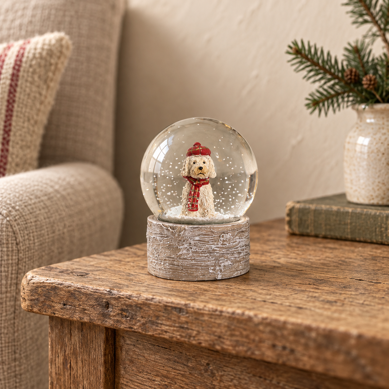 Mini Festive Dog Christmas Snow Globe – 8.5cm
