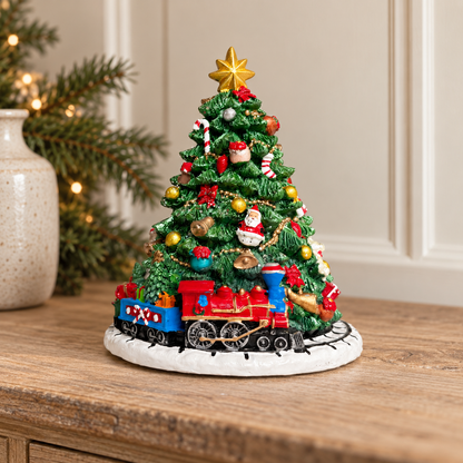 Musical Rotating Christmas Tree with Train – 15cm