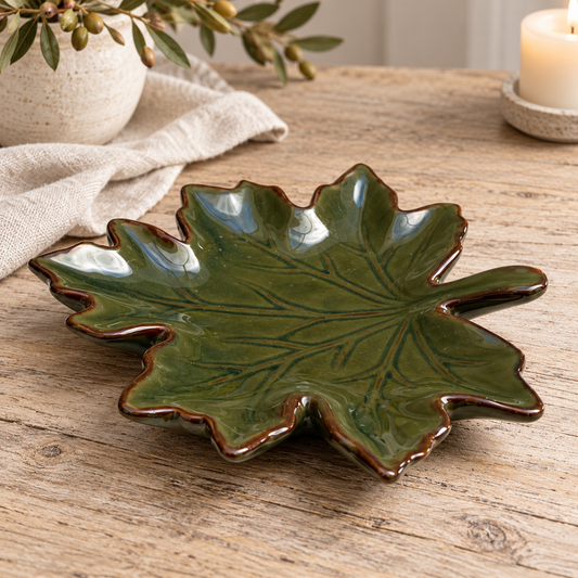 Green Ceramic Leaf Decorative Dish – 15.5cm