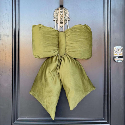 Elegant Plush Bow in Olive Green – Extra Large, Large, Medium – Large (35cm)
