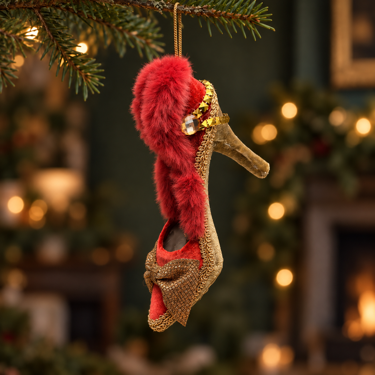 Fluffy High Heel Shoe Christmas Decoration – 20cm