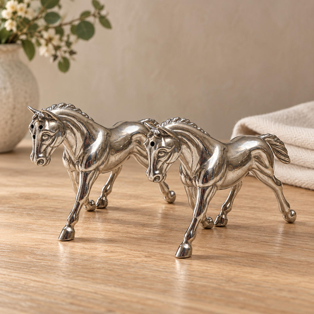 Pewter Horse Salt and Pepper Shaker Set