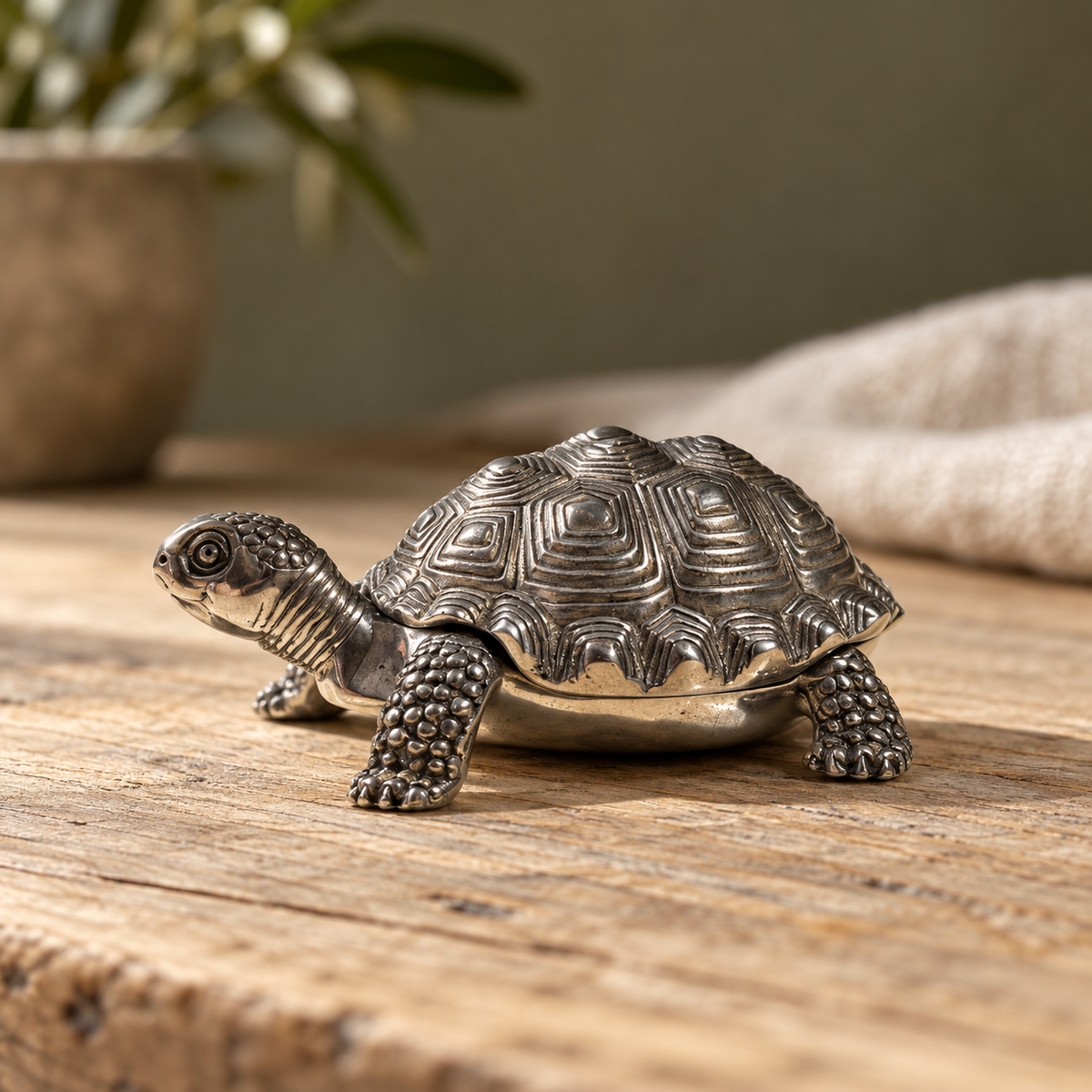 Pewter Turtle Decorative Keepsake Box