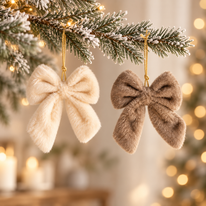 The Aspen Fluffy Christmas Bow Decoration – Two Sizes & Colours