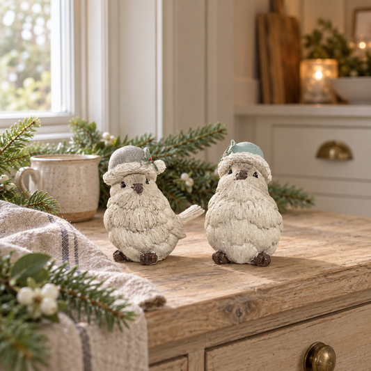 Glittered Winter Robin Christmas Ornament – Two Colours