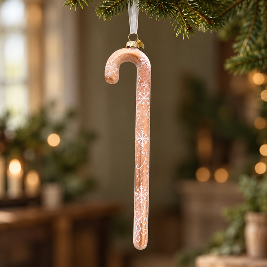 Gold Snowflake Candy Cane Glass Bauble – 21.2cm