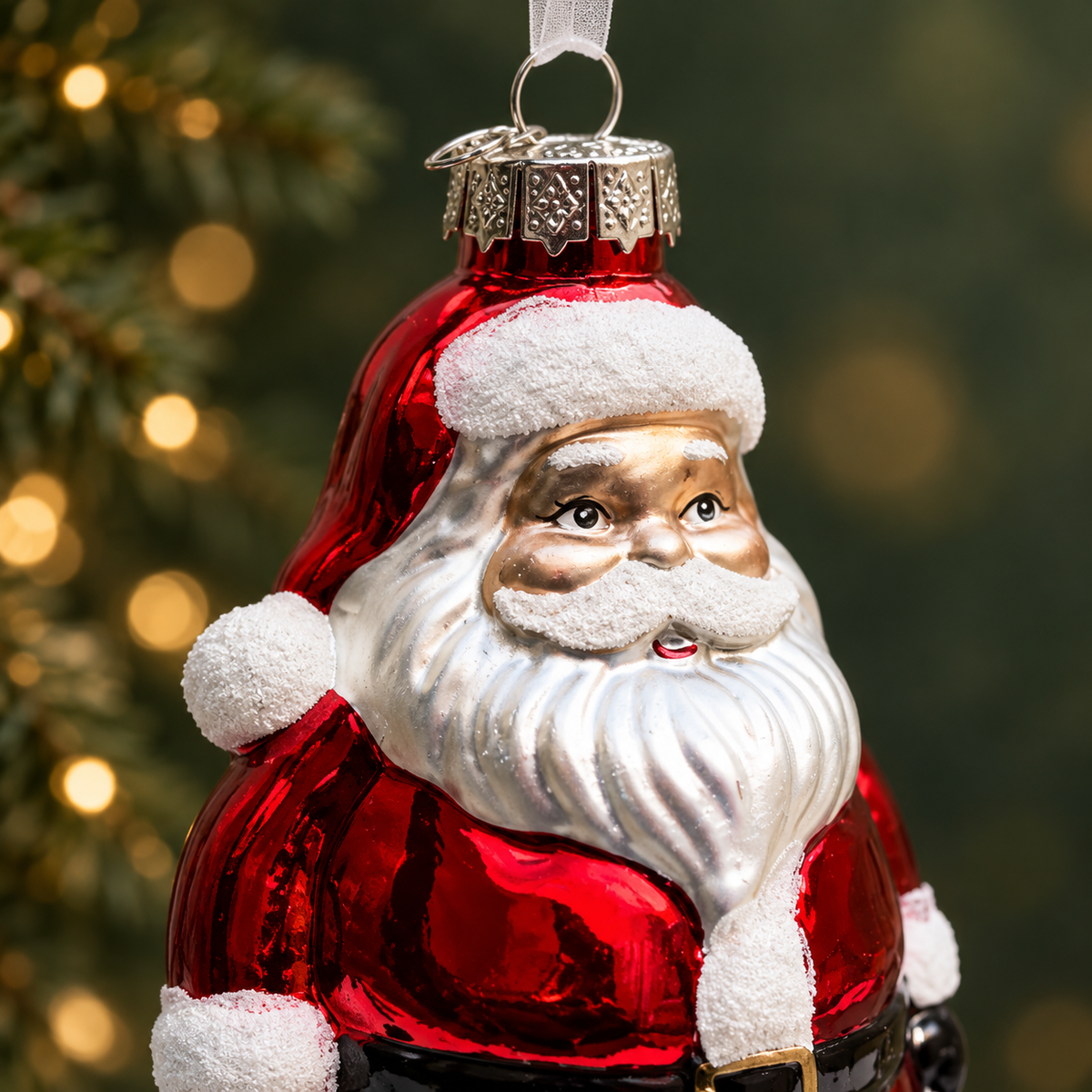Red Santa Glass Christmas Bauble