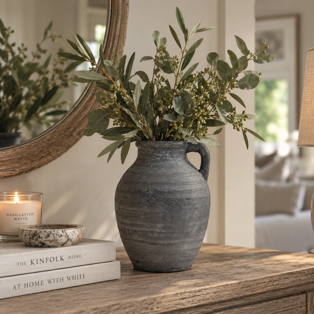 Medium Ellie terracotta Jug Vase in Anthracite 23cm