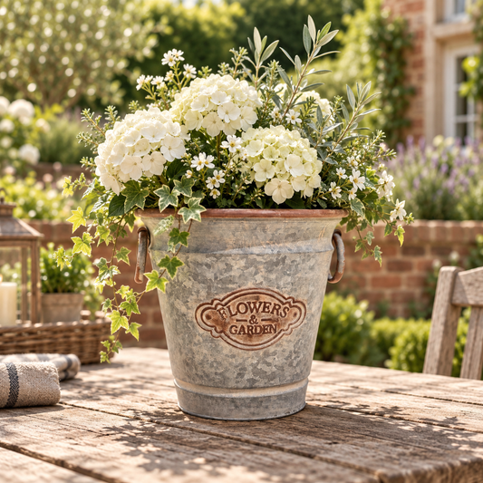 Galvanised Metal Planter 23cm