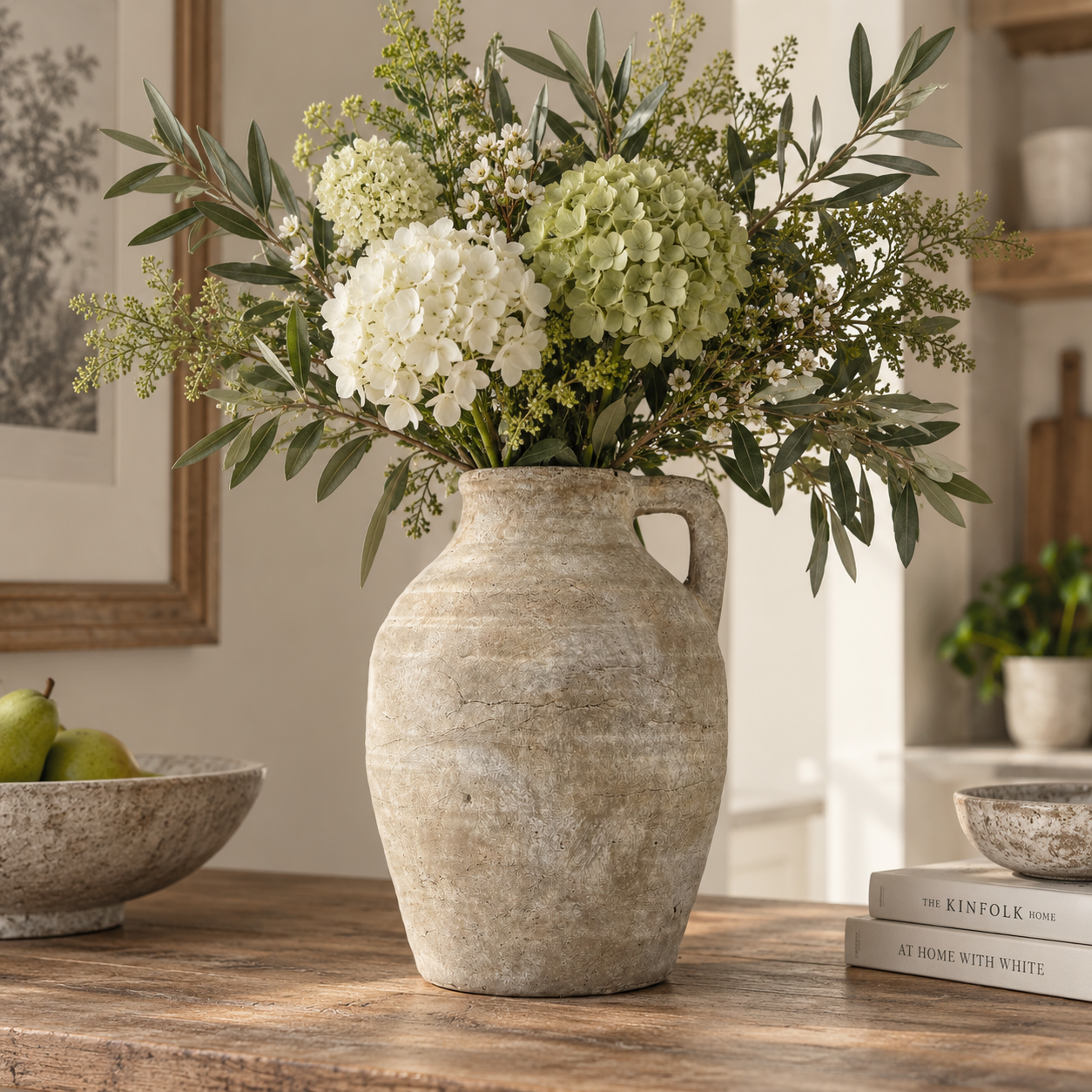 Large Ellie terracotta Jug Vase in Natural Stone 28cm