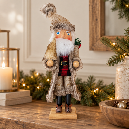 The Winterwood Wizard – Handmade Rustic Wooden Nutcracker, 38cm
