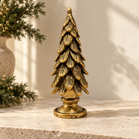 Mini Antique Gold Christmas Tree Ornament – Handmade festive decor
