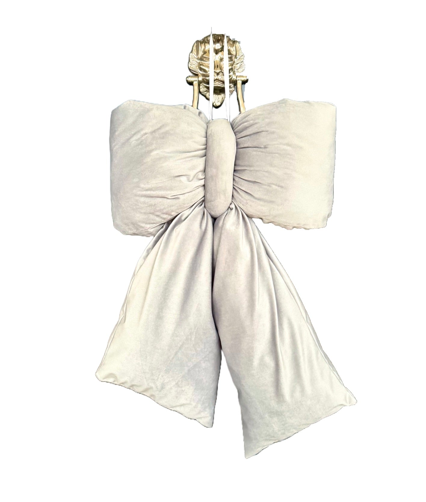 Elegant Plush Bow in Silver – Extra Large, Large, Medium – Extra Large (55cm)