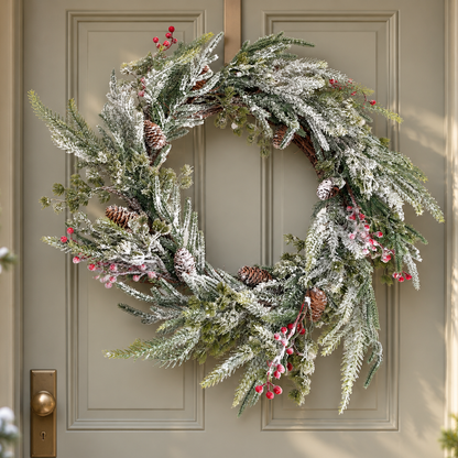 The Frosted Forest – Large Snowy Christmas Wreath, 60cm