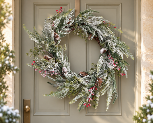 The Frosted Forest – Large Snowy Christmas Wreath, 60cm