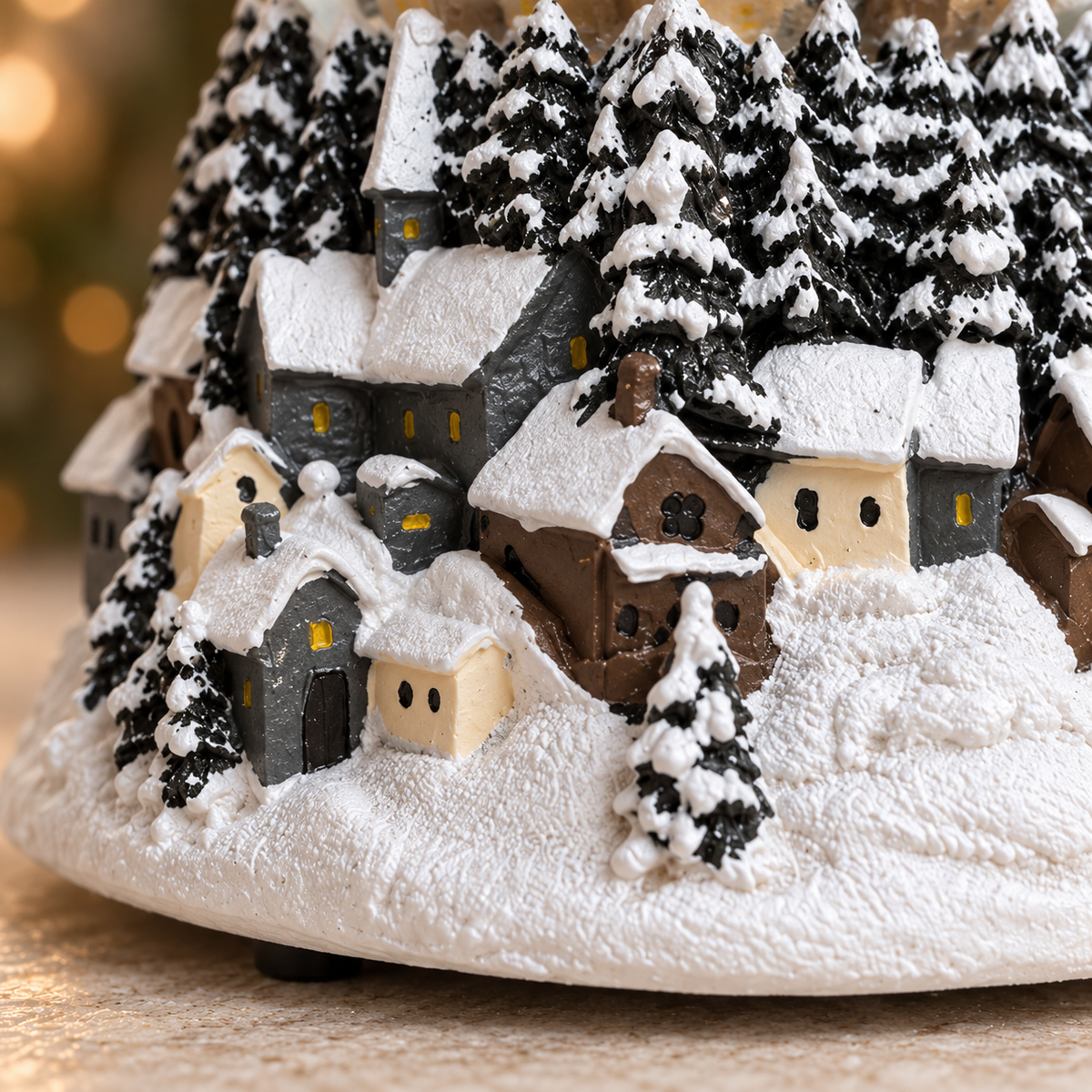 Musical Blue & Gold Townscape Christmas Snow Globe – 14cm