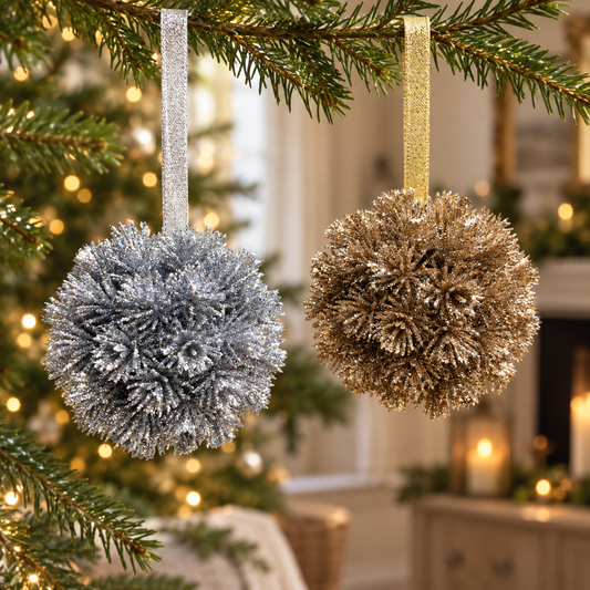 Round glitter Christmas tree bauble