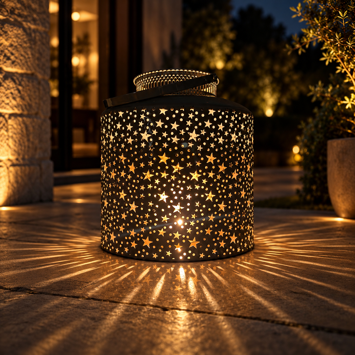 Large Vintage White Star Lantern, 25cm