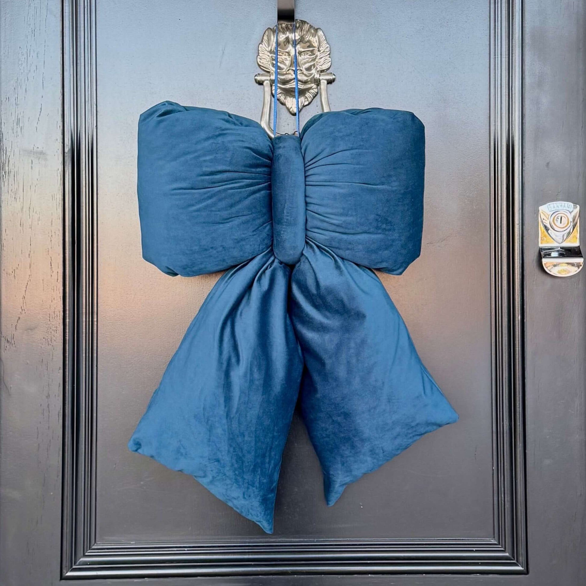 Steel Blue Velvet Bow
