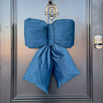 Steel Blue Velvet Bow