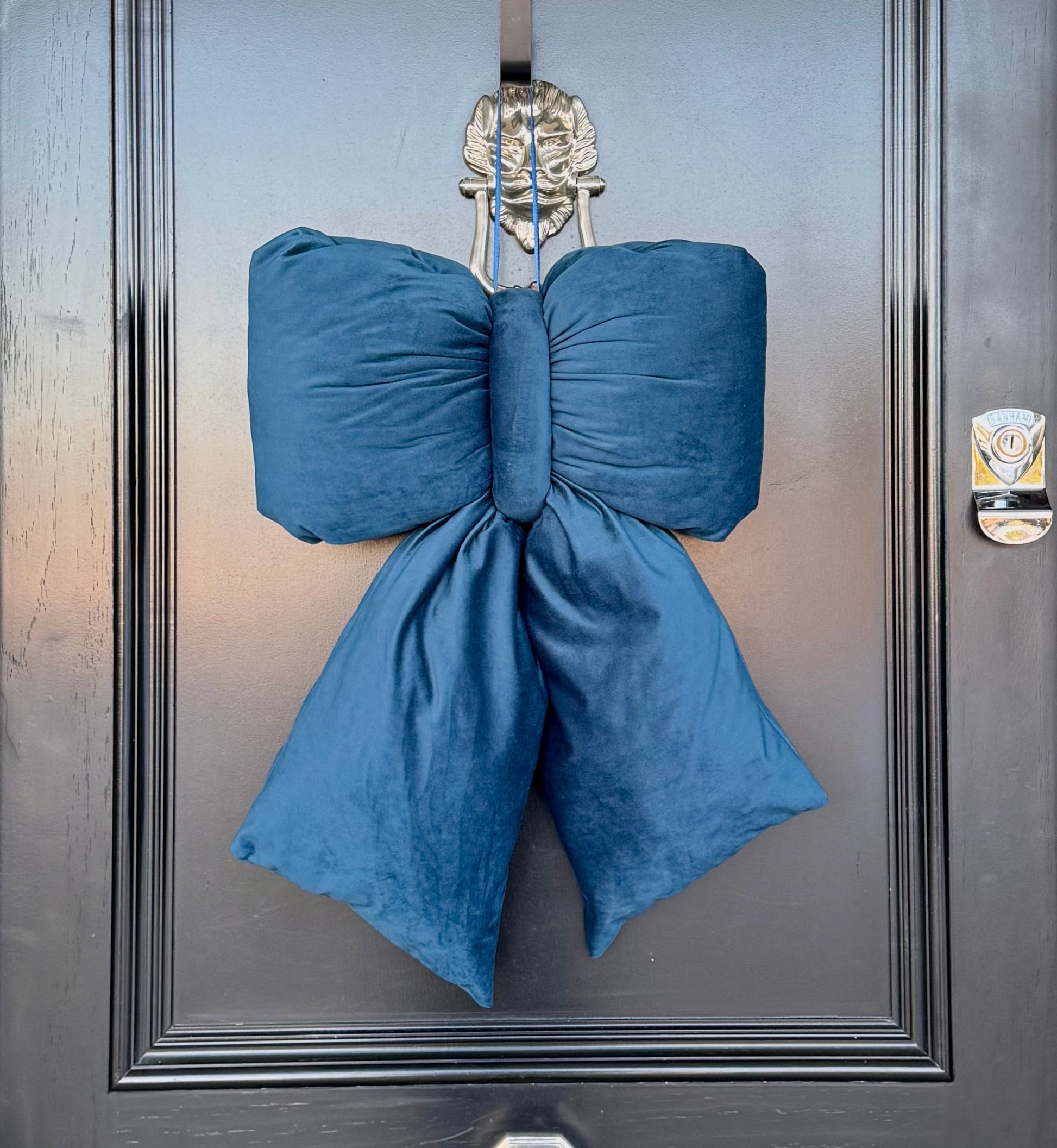 Steel Blue Velvet Bow