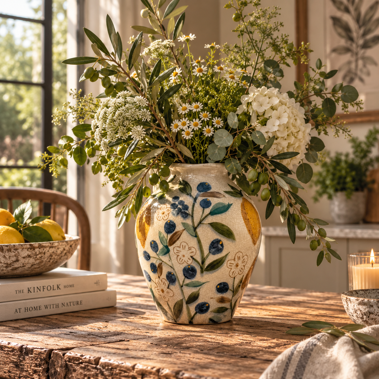 Lemon Ceramic Crackle Glaze Vase 21.5cm