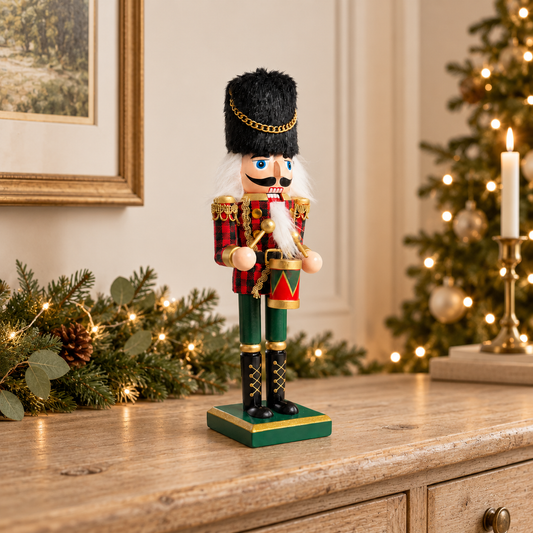 The Tartan Drummer – Handmade Wooden Nutcracker, 25cm