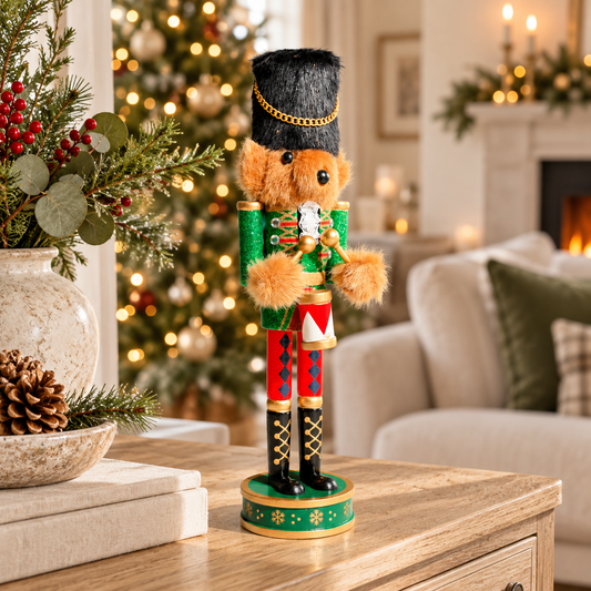 The Teddy Guard – Handmade Wooden Bear Nutcracker, 32cm