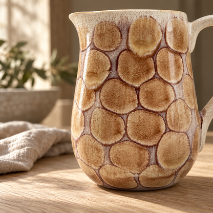 Tortoise Shell Ceramic Jug in Brown