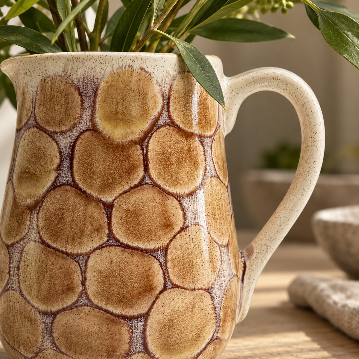 Tortoise Shell Ceramic Jug in Brown