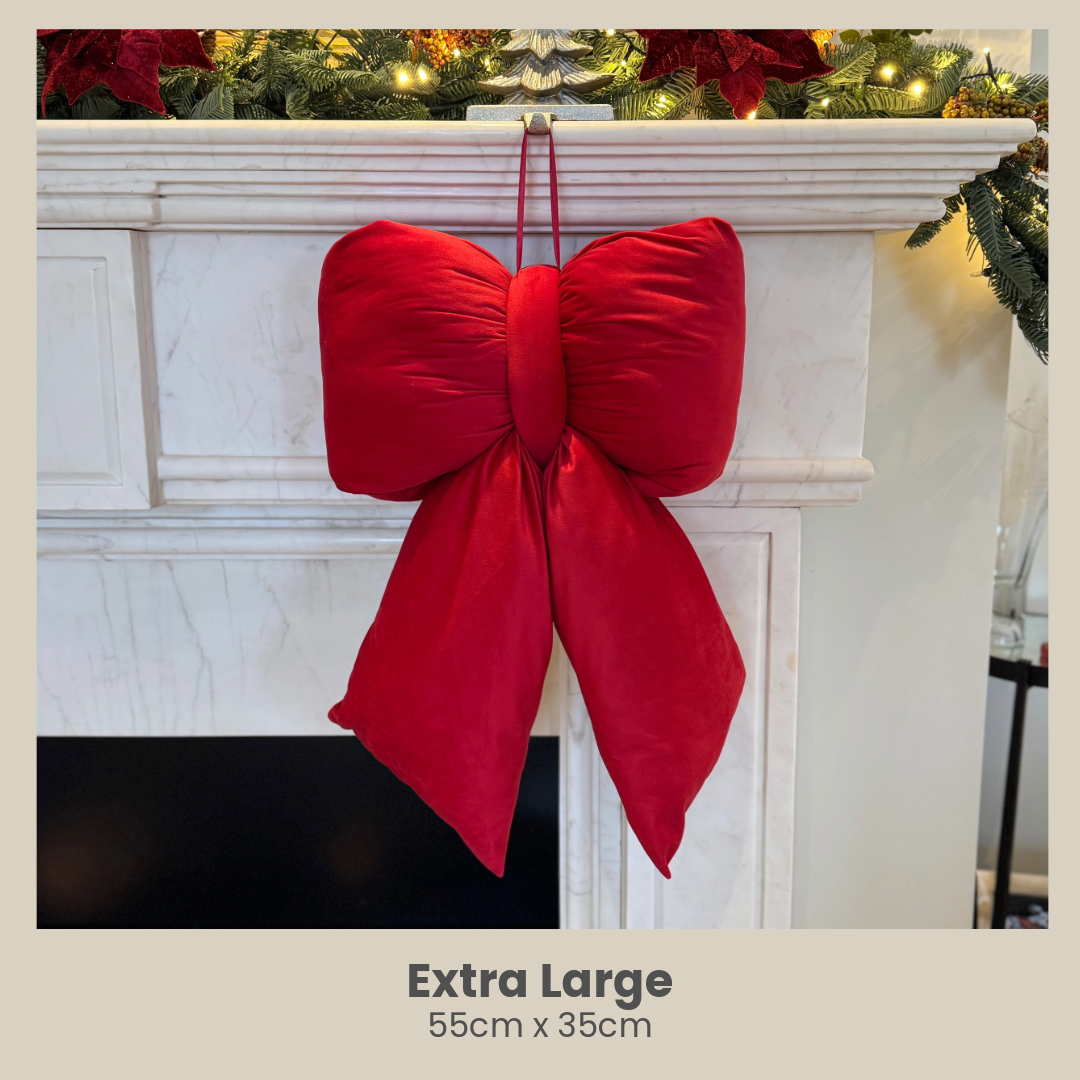 Red Velvet Plush Bow – Various Sizes – Medium (25cm)