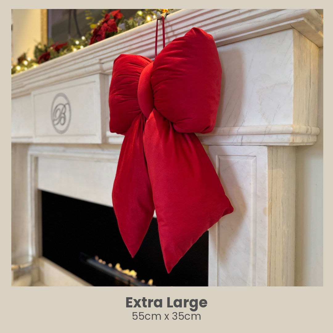 Red Velvet Plush Bow – Various Sizes – Large (35cm)