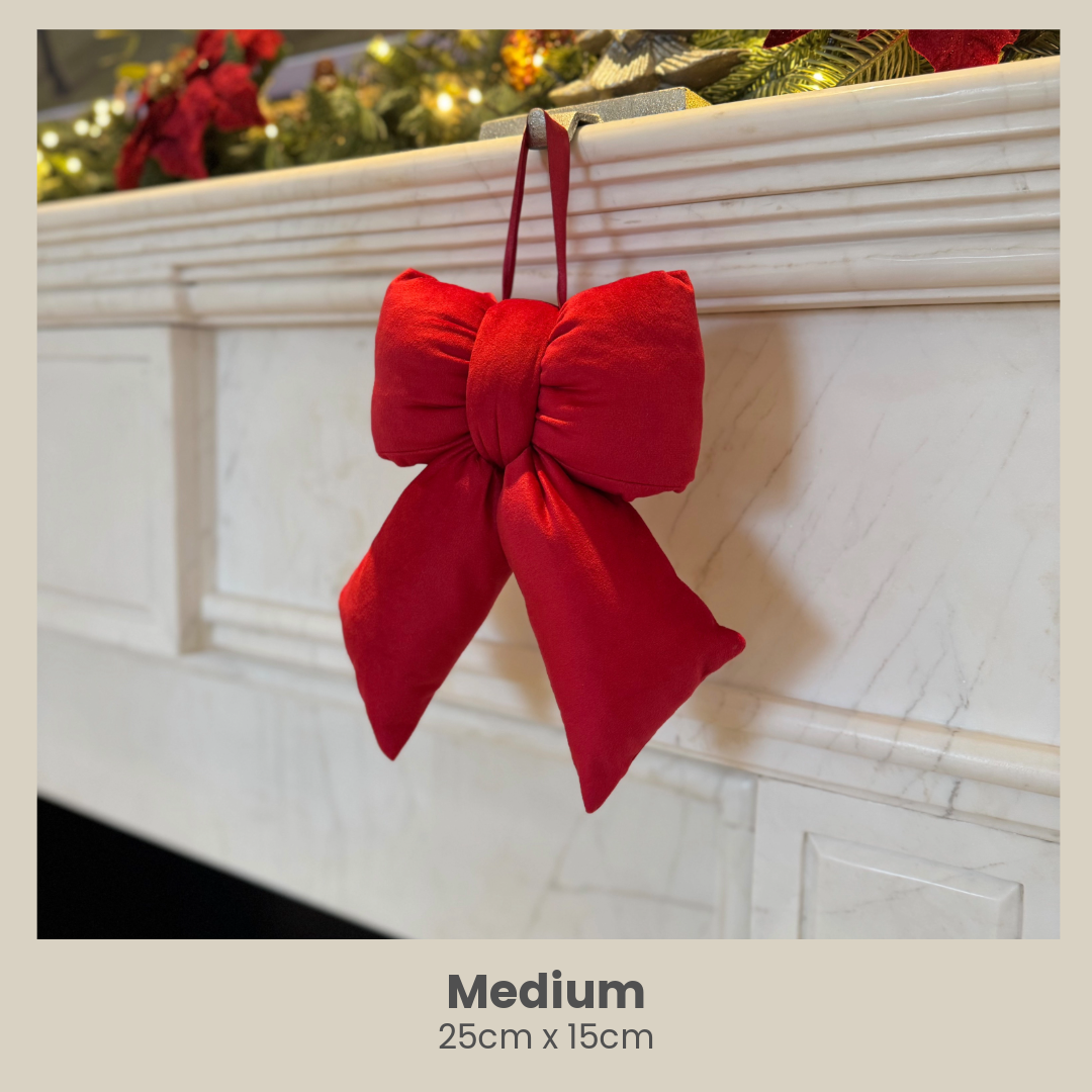 Red Velvet Plush Bow - Various Sizes