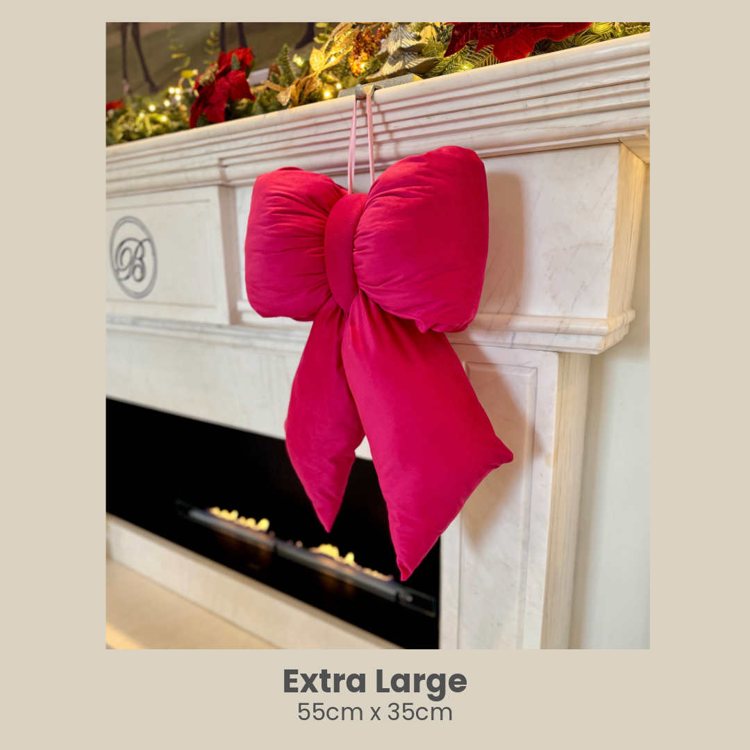 Hot Pink Velvet Plush Bow