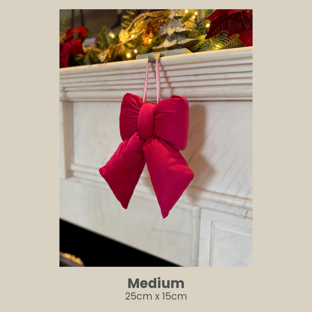 Hot Pink Velvet Plush Bow