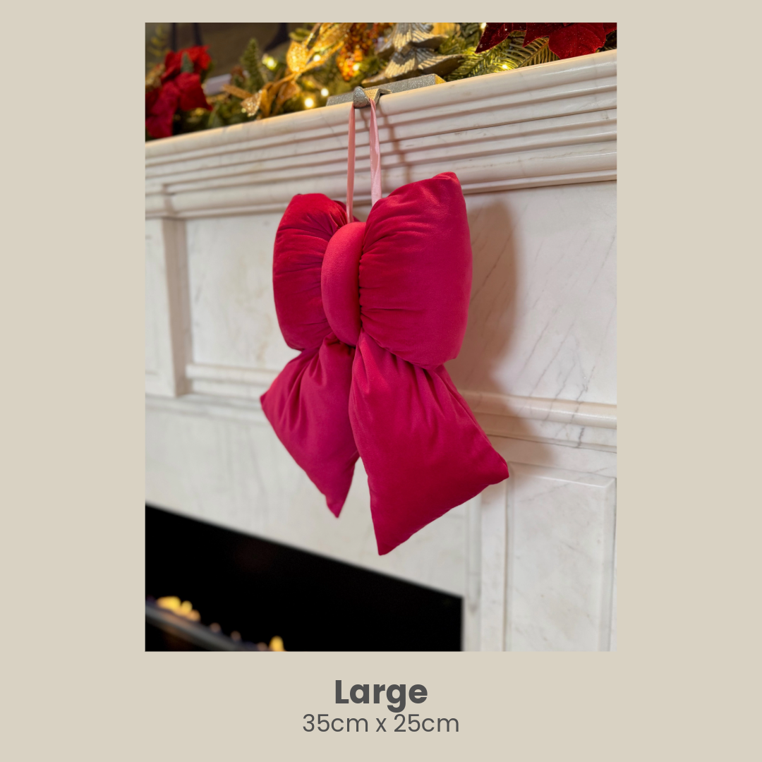Hot Pink Velvet Plush Bow