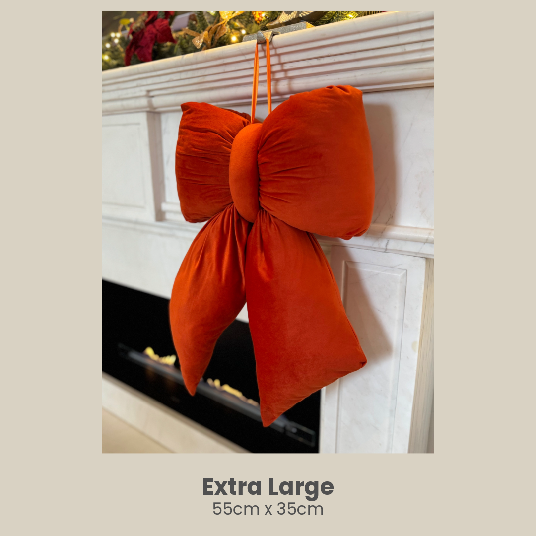 Burnt Orange Velvet Plush Bow - Various Sizes