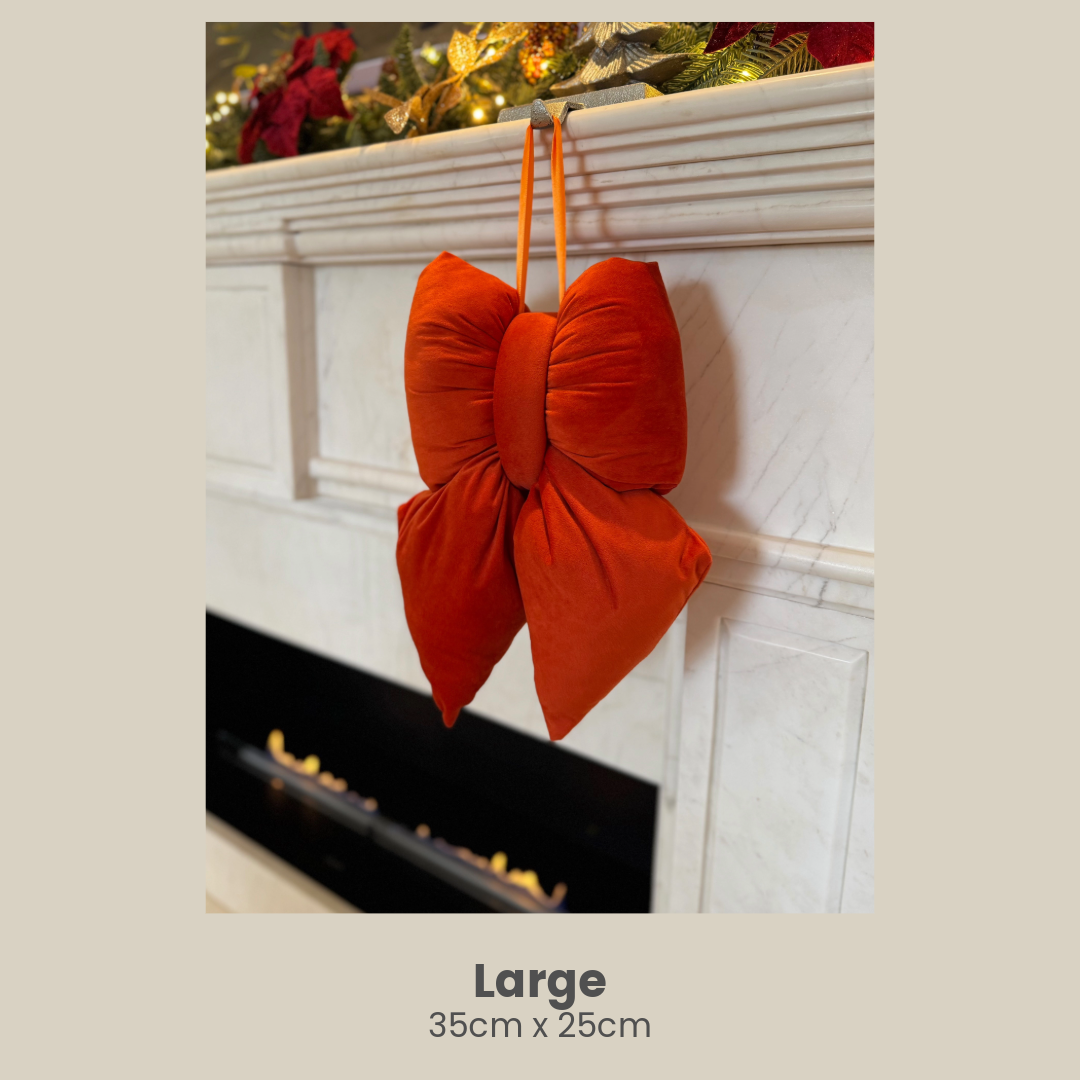 Burnt Orange Velvet Plush Bow - Various Sizes
