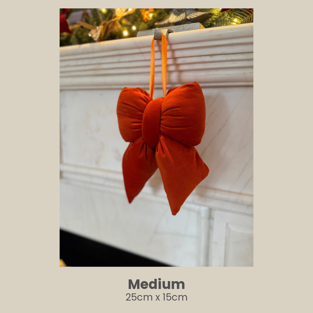 Burnt Orange Velvet Plush Bow - Various Sizes