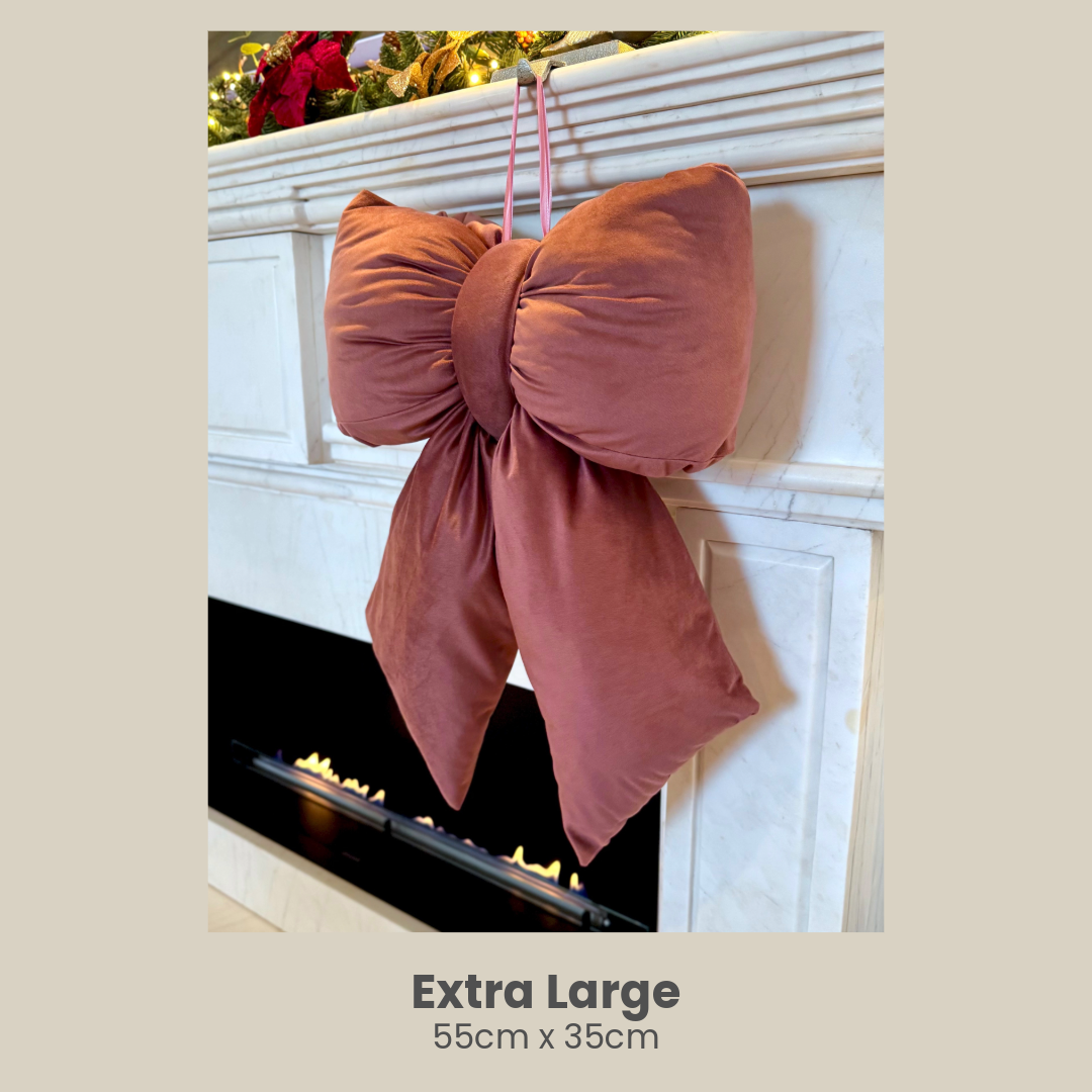 Mauve Pink Velvet Plush Bow – Medium (25cm x 15cm)