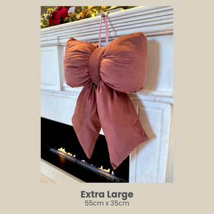 Mauve Pink Velvet Plush Bow – Medium (25cm x 15cm)