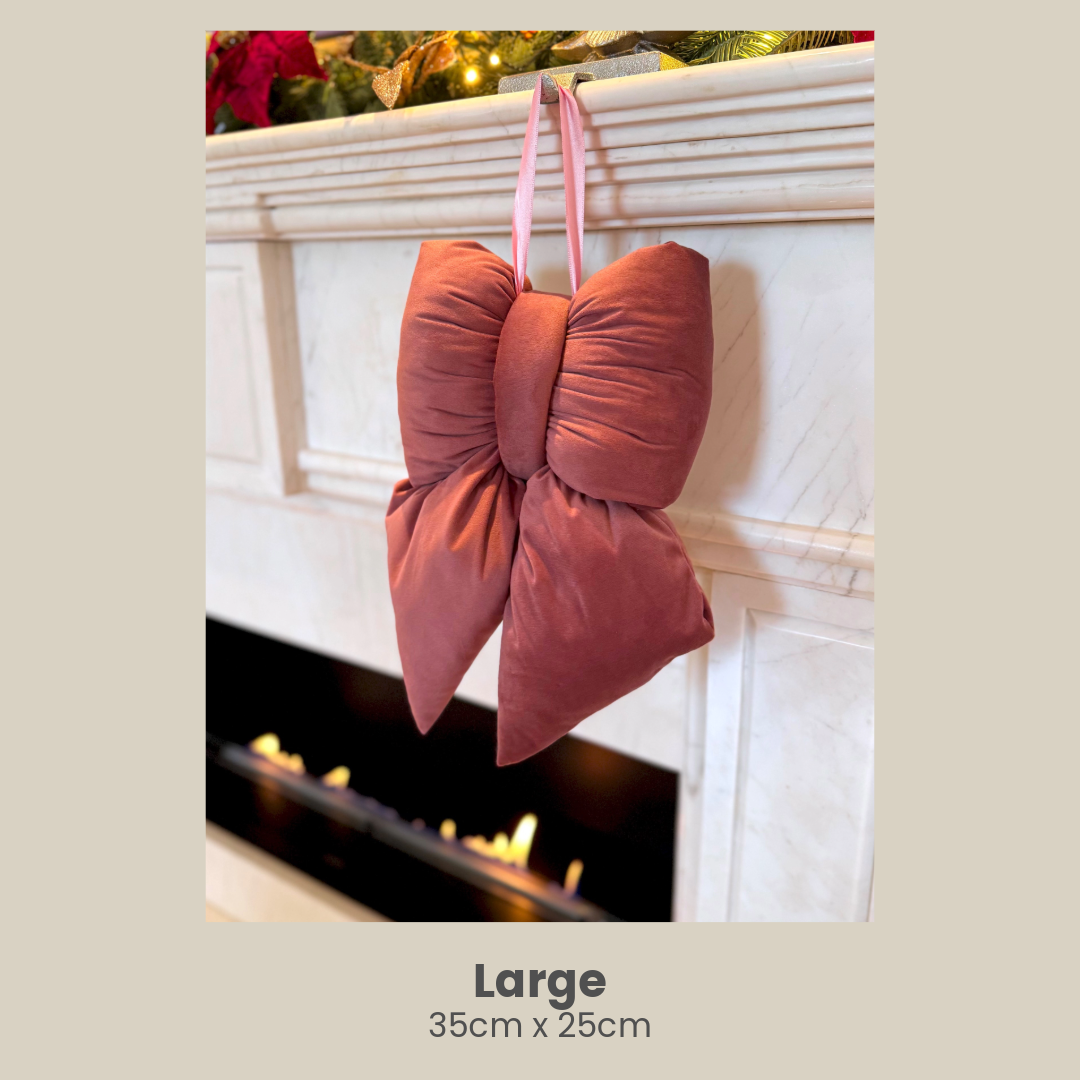 Mauve Pink Velvet Plush Bow